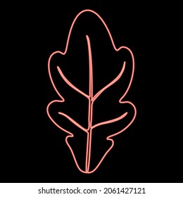 Neon oak leaf red color vector illustration flat style light image