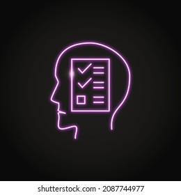 Neon obsessive-compulsive disorder icon in line style. OCD symbol. Mental illness. Vector illustration.