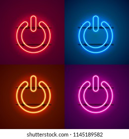 Neon off sign color set. template design element. Vector illustration.