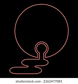 Neon oil flowing from barrel fuel flows out Environmental pollution crude spill red color vector illustration image flat style light