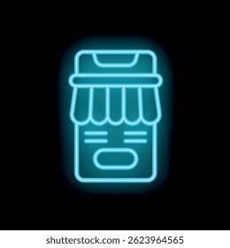 Neon online shop icon representing ecommerce and digital marketing