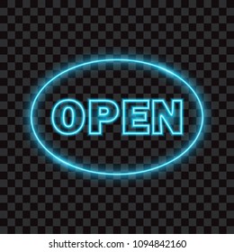 Neon open sign, isolated, vector illustration.