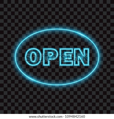 Neon open sign, isolated, vector illustration.