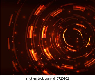 Neon orange circles vector abstract pattern background
