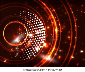Anillos de neón naranja vectorial fondo de patrón abstracto