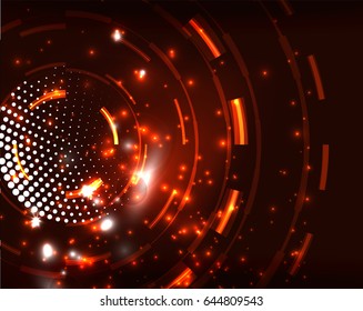 Neon orange circles vector abstract pattern background