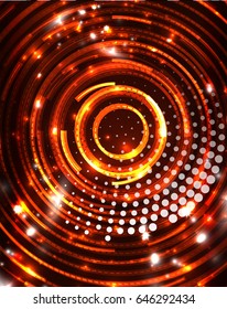 Neon orange circles vector abstract pattern background