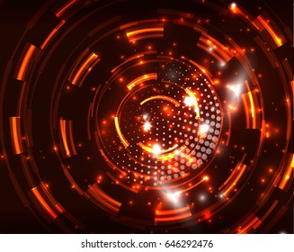 Neon orange circles vector abstract pattern background