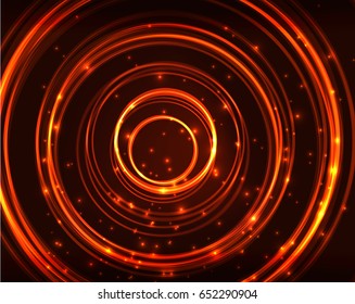 Neon orange circles vector abstract pattern background