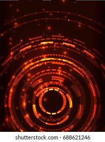 Neon orange circles vector abstract pattern background