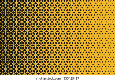 Neon orange horizontal isometric grid density gradient blend pattern vector