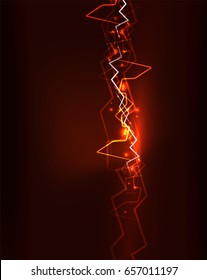 Neon orange lightning vector background template