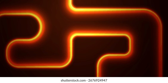 Tubos brillantes naranjas y rojos de neón sobre un fondo oscuro