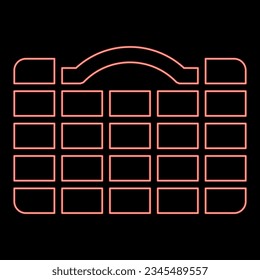Neon organizer case for tools toolbox instruments toolkit box set industrial cells hardware container red color vector illustration image flat style