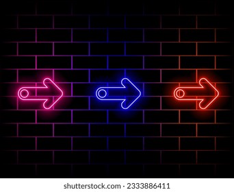 Neon Outline Arrow. Vector illustration... green, red, yellow, pink, blue, orange