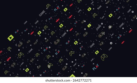 Neon Outline Gaming Icons Seamless Pattern for Esport Background