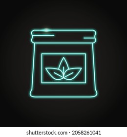 Neon pack of fertilizer icon in line style. Vector illustration.