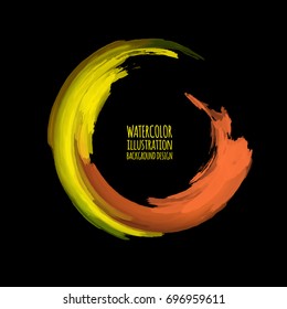 Neon paint abstract round. Glowing retro frame. Vintage fluorescent circle symbol. Burning a pointer to a black wall in a club, bar, cafe. Design element for sign, poster, banner. Vector illustration