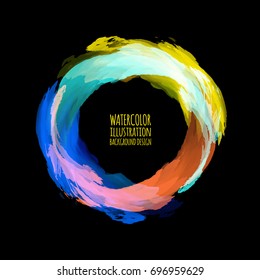 Neon paint abstract round. Glowing retro frame. Vintage fluorescent circle symbol. Burning a pointer to a black wall in a club, bar, cafe. Design element for sign, poster, banner. Vector illustration