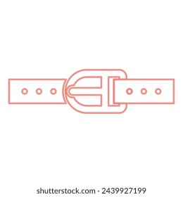 Neon pants belt leather strapping with buckle trouser red color vector illustration image flat style