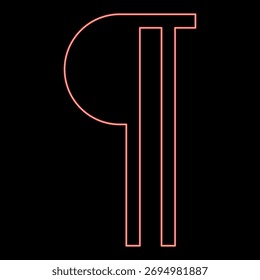 Neon paragraph sign Editable pilcrow text symbol typing element red color vector illustration image flat style light