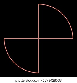 Circulo de pieza neón 12 2 dos colores rojos ilustración vectorial estilo plano