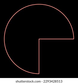 Neon part circle 34 three four red color vector illustration image flat style