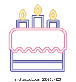 neon party birthday cake anniversary icon isolated