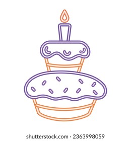 neon party birthday cake celebration icon isolated