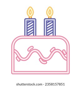 neon party birthday cake food icon isolated