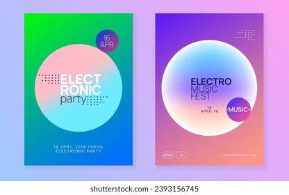 Partido Neon. Efecto Brillante Para El Folleto. Electrónico Y Mostrar Plantilla. Patrón Mínimo Para El Vector De Presentación. Festival Indie Trance. Partido Neón Rosa Y Azul