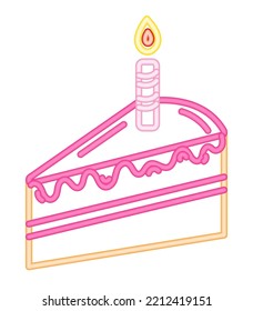 neon party cake icon isolated