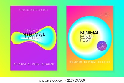 Neon Party. Gradient Pattern For Presentation Template. Electro And Discotheque Layout. Trendy Art For Magazine. Fun Dance Flyer. Yellow And Turquoise Neon Party