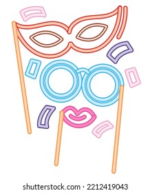 neon party masks icon isolated