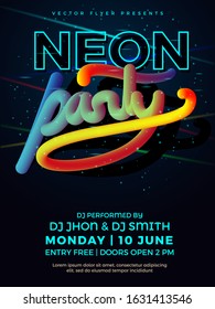 Neon Party Vector Abstract Background for flyer, poster, banner promotion etc.