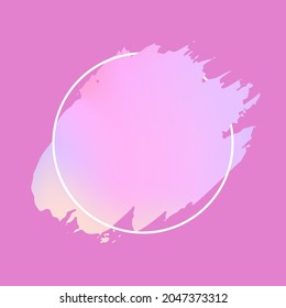 Neon Pastel Abstract HanDrawn Paint Brush Stroke in Geometric Frame isolated on Pink Background. Digital Watercolour Banner Design Element. Creative Messy Template.