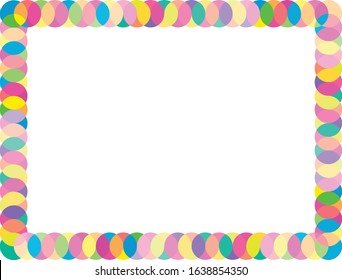 neon pastel colorful rectangular picture frame consists of overlapping circle along the border.