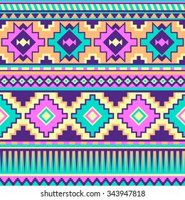 neon pastel multicolor tribal seamless pattern. aztec fancy abstract geometric art print. ethnic hipster backdrop. Wallpaper, cloth design, fabric, paper, wrapping, textile design template.