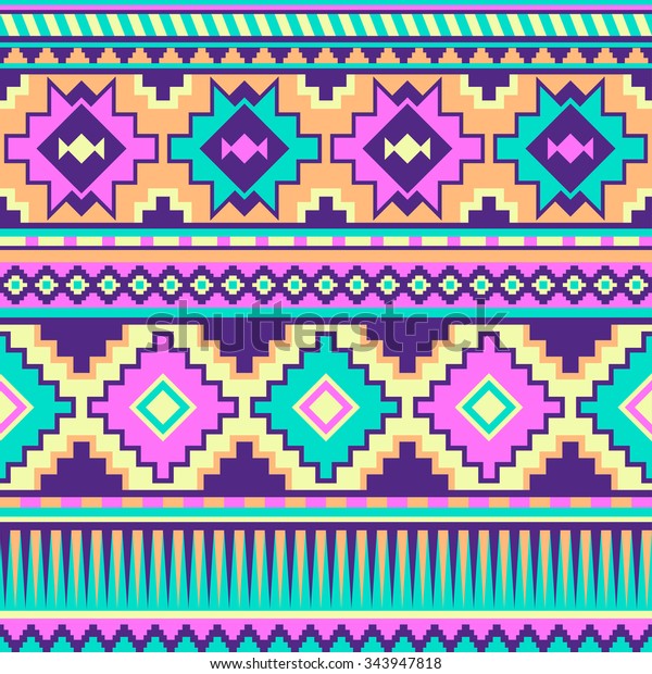 Neon Pastel Multicolor Tribal Seamless Pattern Stock Vector (Royalty ...