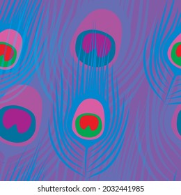 Neon Peacock feathers (EPS, vector)