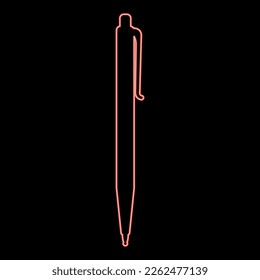 Neon pen ballpoint red color vector illustration image flat style light