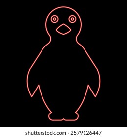 Neon penguin red color vector illustration image flat style