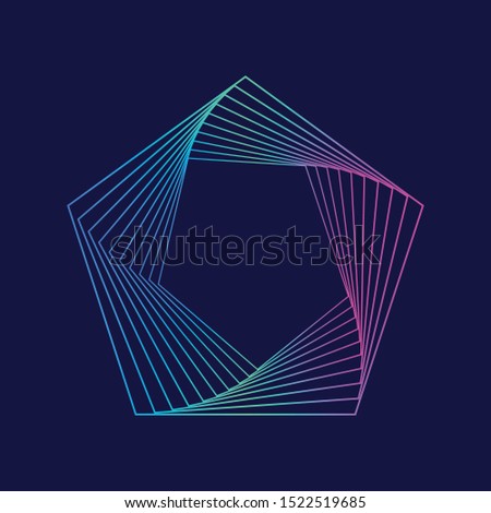 Neon pentagon with a spiral.