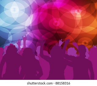 Neon people dancing background vector