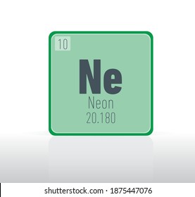 Neon periodic table single element. 