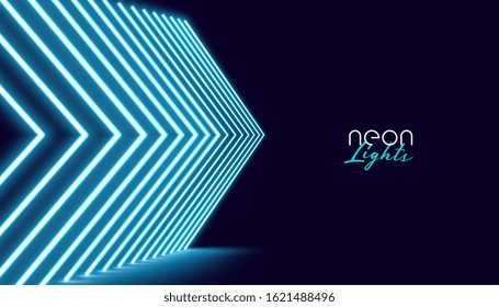 neon perspective directional arrow lights background design