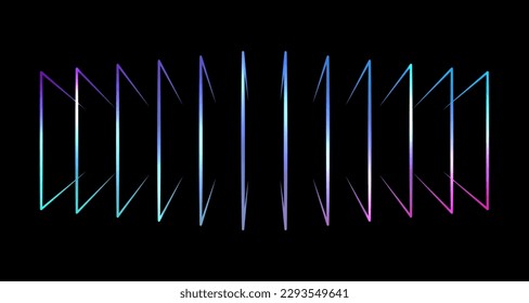 El marco de línea de rectángulos con perspectiva de neón aislado en el diseño abstracto de tecnología vectorial negra.