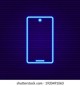 Neon Phone Sign. Vetor Illustration of Technology Object.