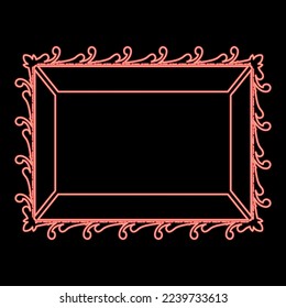 Neon picture frame icon black color vector illustration flat style simple image red color vector illustration image flat style light
