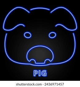 neon; pig; swine; piggy; piglet; pork; livestock; farm; night; light; sticker; electricity; illuminated; colorful; led; electric; glow; icon